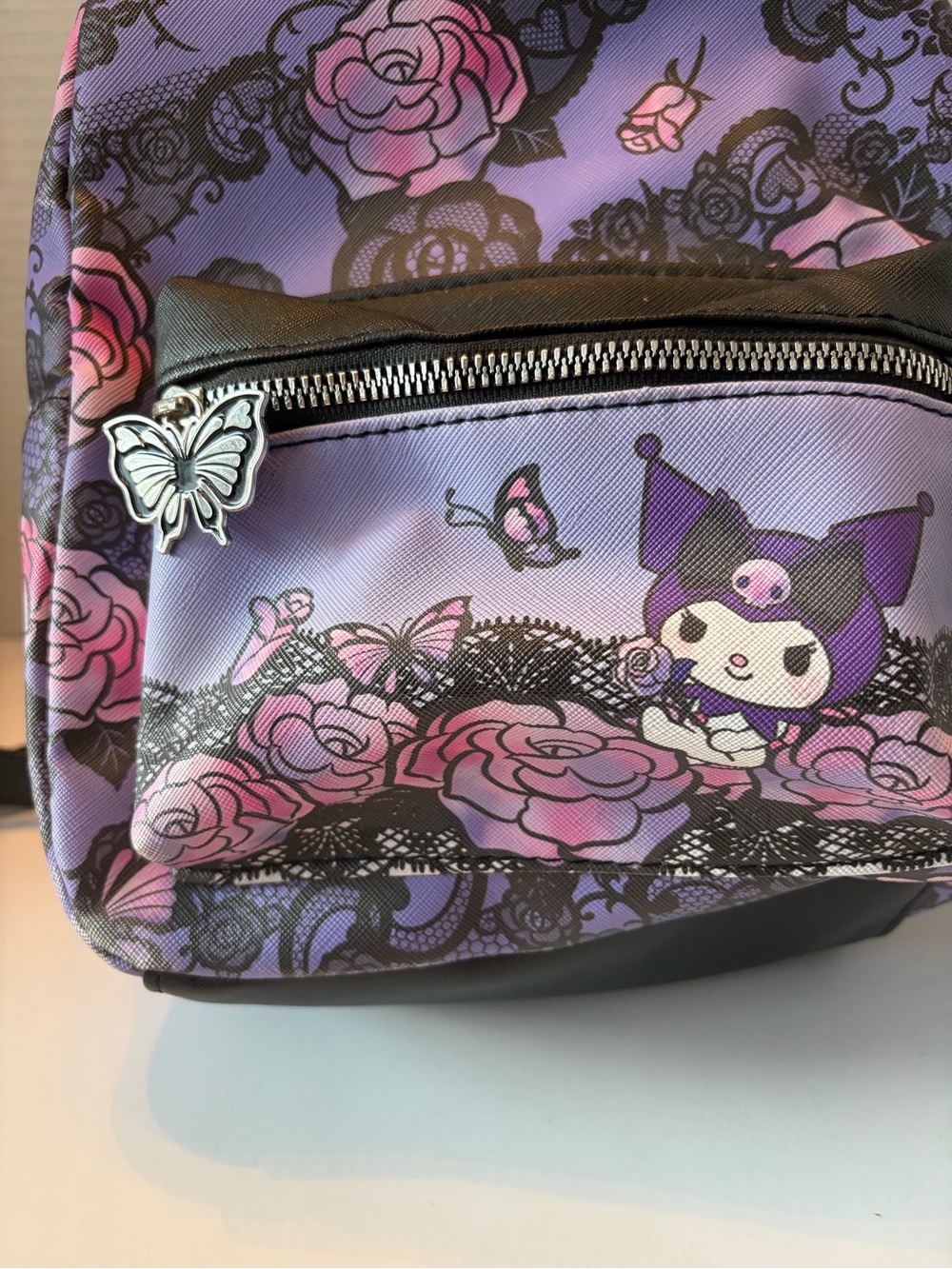 This Kuromi Roses Lace Mini Backpack by Bioworld - Picture 3 of 14